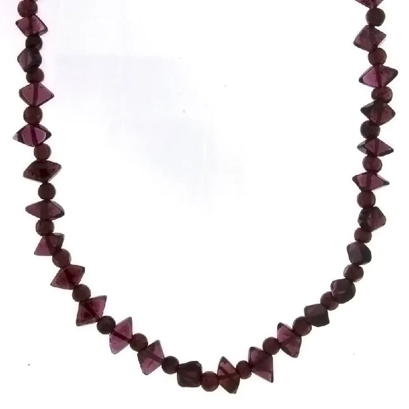 women’s birthstone pendant necklaces -BEADED GEMSTONE GARNET DIAMOND NECKLACE