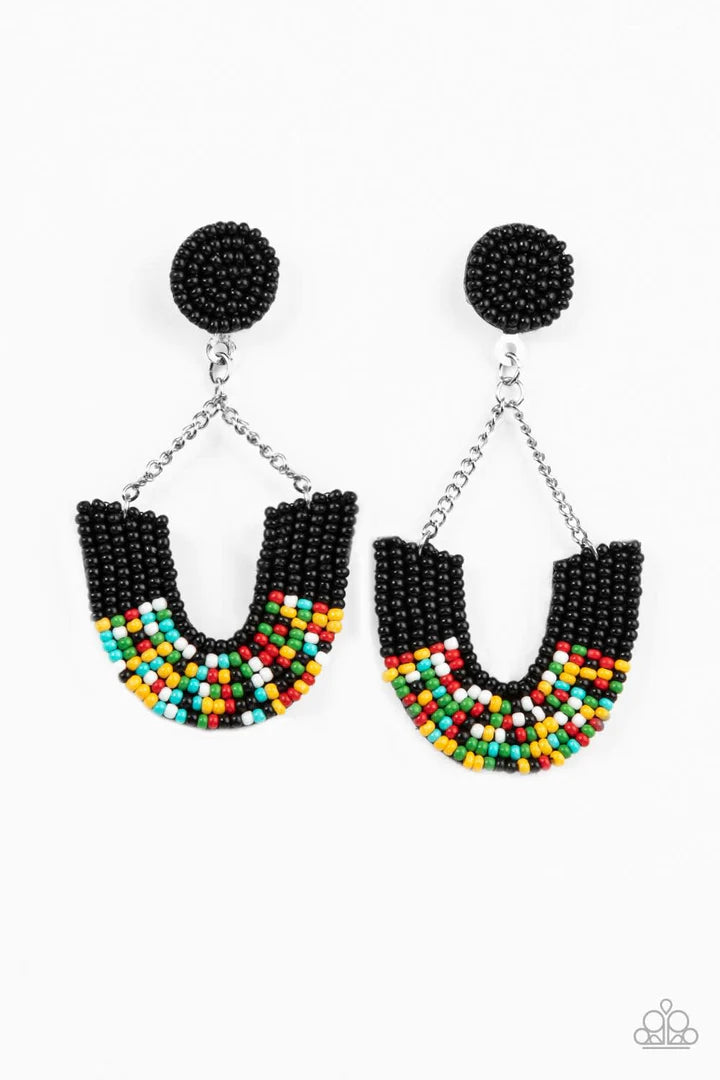 women’s pearl earrings -Make it RAINBOW - Black