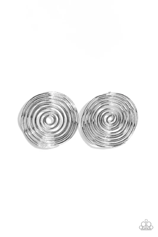 women’s trendy stud earrings -COIL Over - Silver