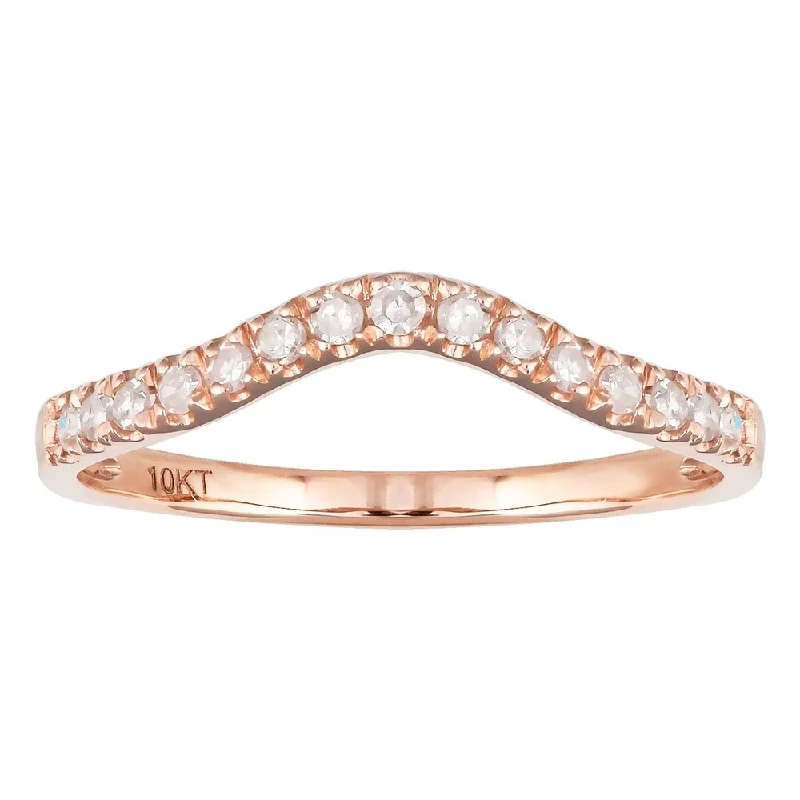 women’s silver solitaire engagement rings -Viducci 10k Rose Gold 1/4ct TDW Curved Diamond Band (G-H, I1-I2)