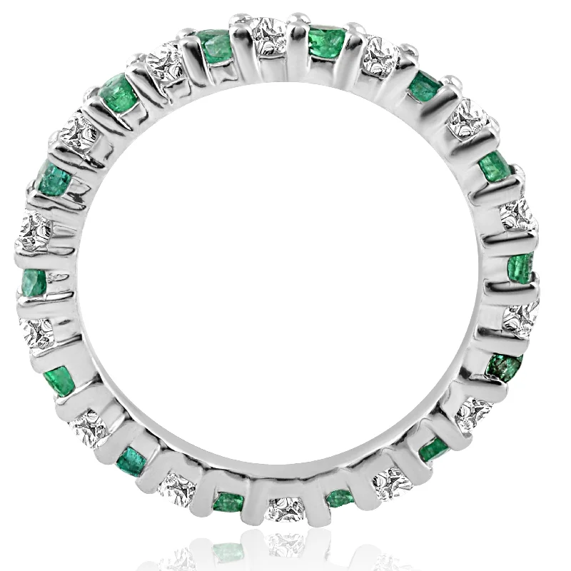 women’s double halo engagement rings -1 1/2ct Emerald Diamond Eternity Ring White Gold