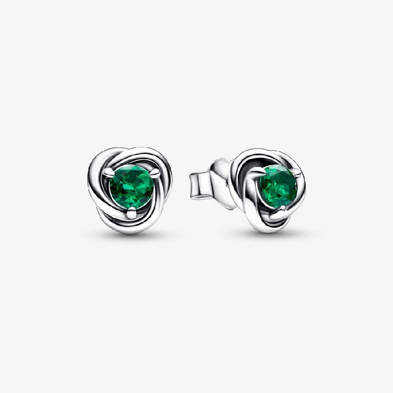 women’s sparkly earrings -Eternity Circle Stud Earrings | May Emerald