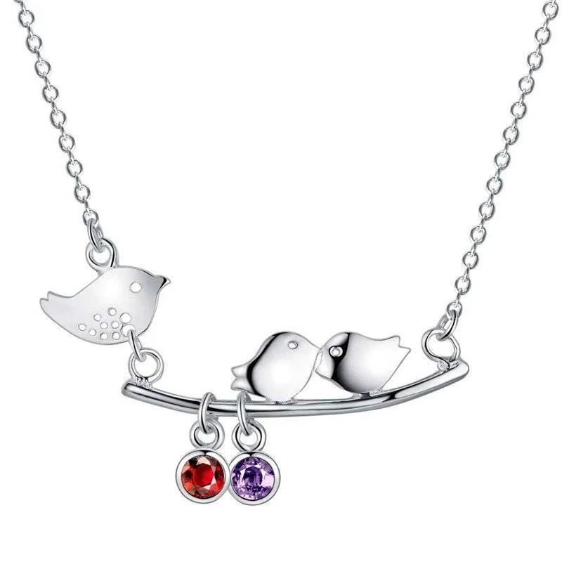 women’s diamond cross necklaces -Tweet Birdy Mom & Babies Sterling Silver Branch Necklace