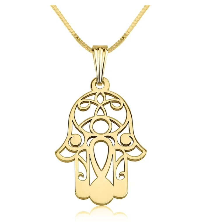 women’s statement gemstone necklaces -Hamsa