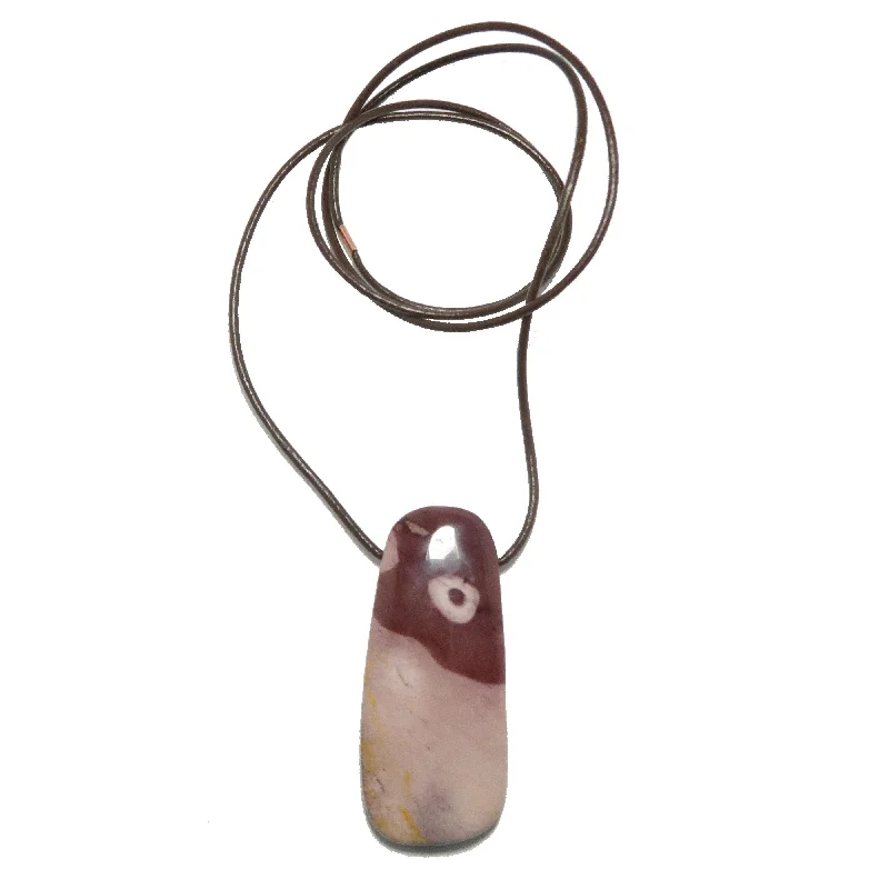 women’s handmade necklaces -Mookaite Jasper Necklace Work of Art Crystal Leather