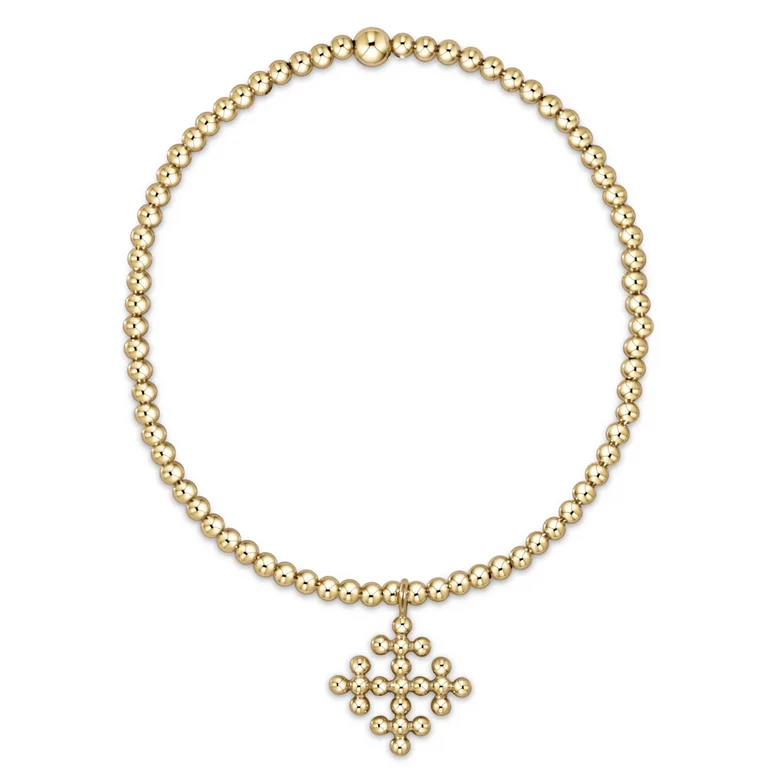 women’s charm bracelets -E Newton Classic Gold Bead Bracelet - Encompass Charm