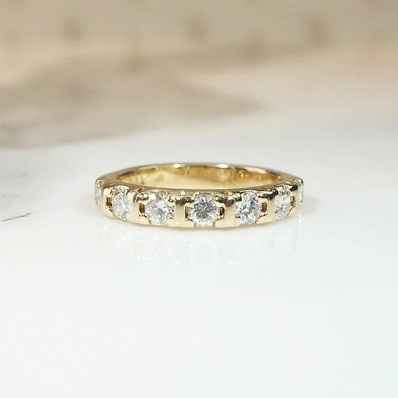 women’s elegant engagement rings -Modernist Seven Diamond Band in 14k Yellow Gold