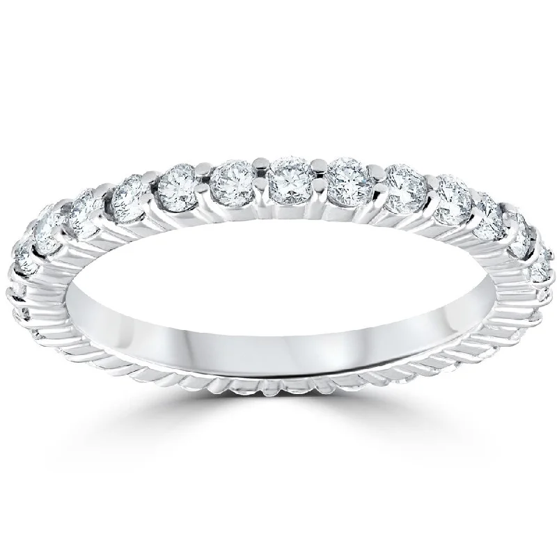 women’s art deco engagement rings -14k White Gold 1 Ct TDW Diamond Eternity Ring Womens Stackable Wedding Engagement Band