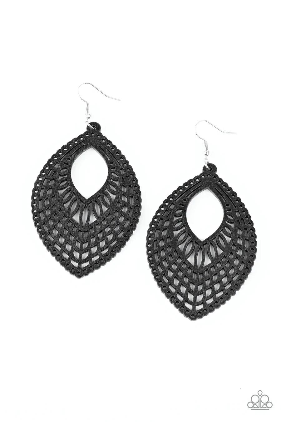 women’s gold drop earrings with crystals -One Beach At A Time = Black