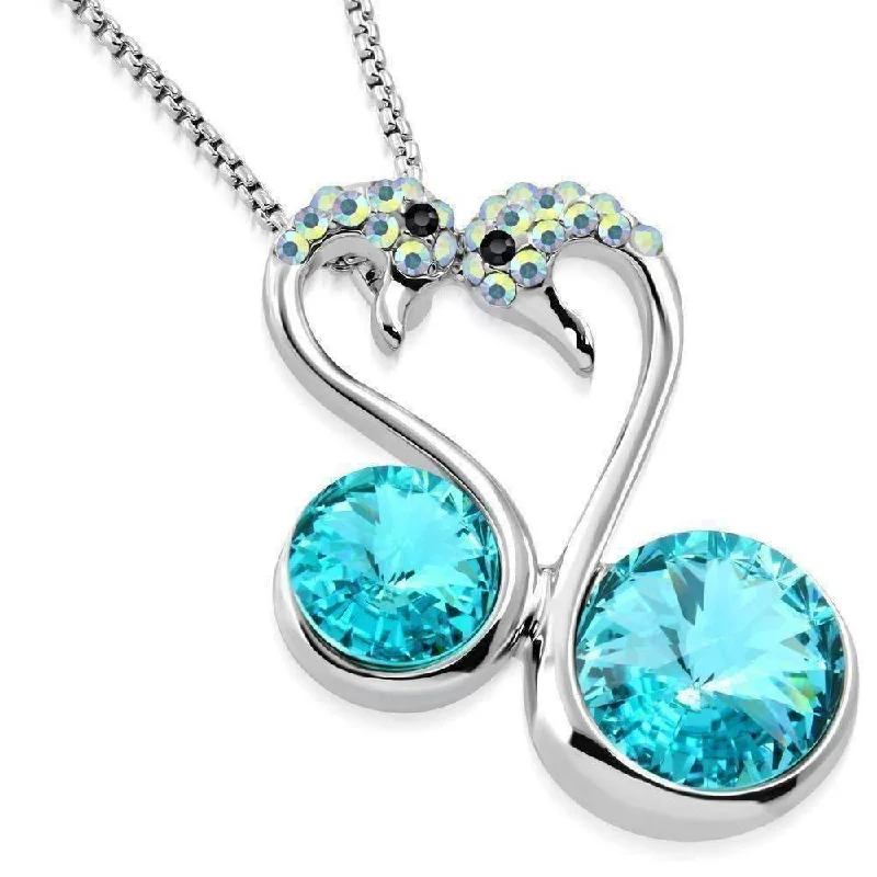 women’s classic necklaces -Love Birds IOBI Crystals Swan Pendant and Necklace