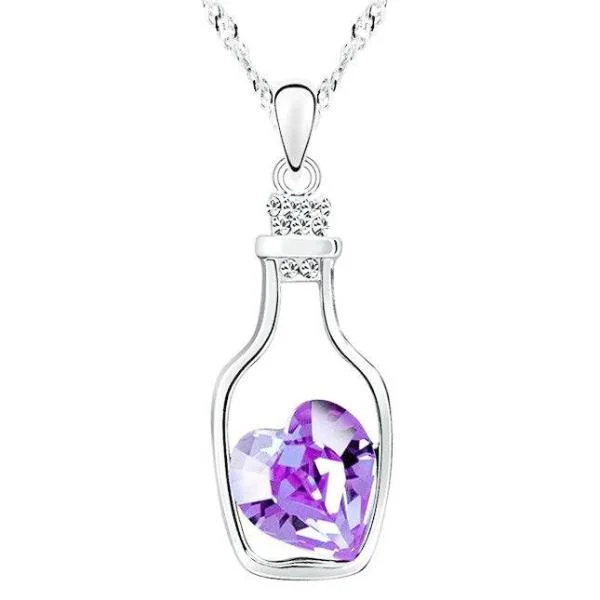 women’s layered necklaces -Bottled Up Love IOBI Crystals Necklace In Amethyst For Woman