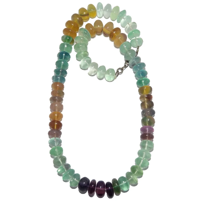 women’s anniversary necklaces -Fluorite Necklace Big Candy Aura Rainbow Crystal