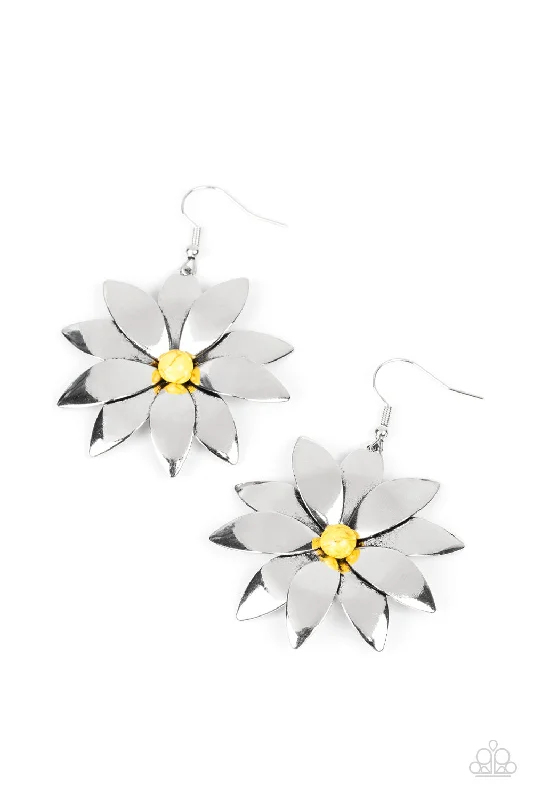 women’s unique gold earrings -Pinwheel Prairies - Yellow