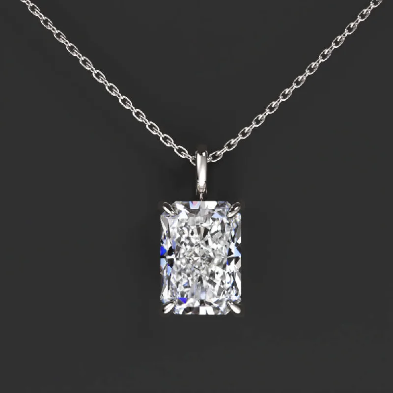 women’s luxury rings with diamonds -2ct E VS1 RADIANT CUT LAB CREATED DIAMOND SOLITAIRE PENDANT NECKLACE WHITE GOLD