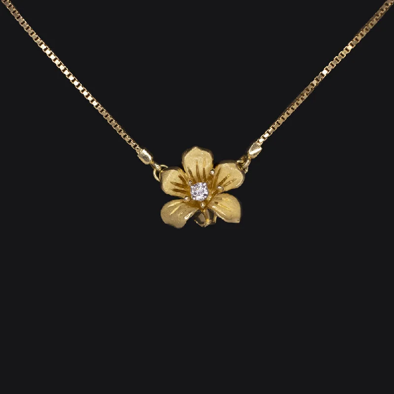 classic engagement rings for women -DIAMOND FLOWER PENDANT NECKLACE 18k YELLOW GOLD F VS2 NATURAL BLOSSOM DESIGNER