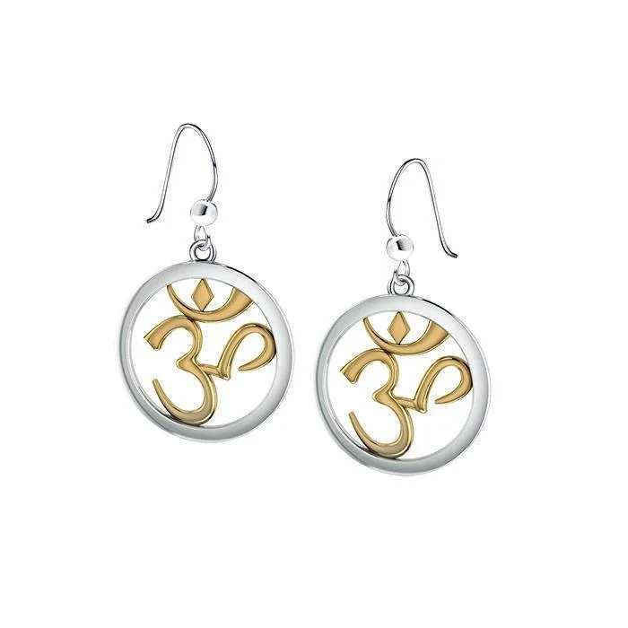 women’s ear jackets -Om Silver with 14k gold accents Earrings MER1345