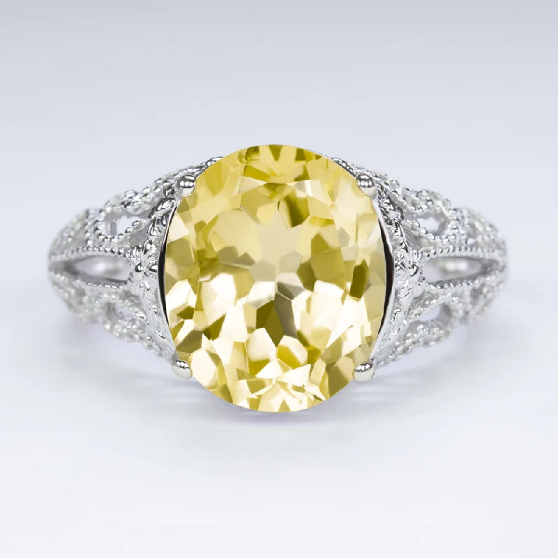 women’s multi-stone rings -CITRINE VINTAGE STYLE COCKTAIL RING STERLING SILVER FILIGREE ART DECO OVAL CUT