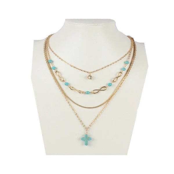 personalized necklaces for women -Turquoise Cross Chic Necklace