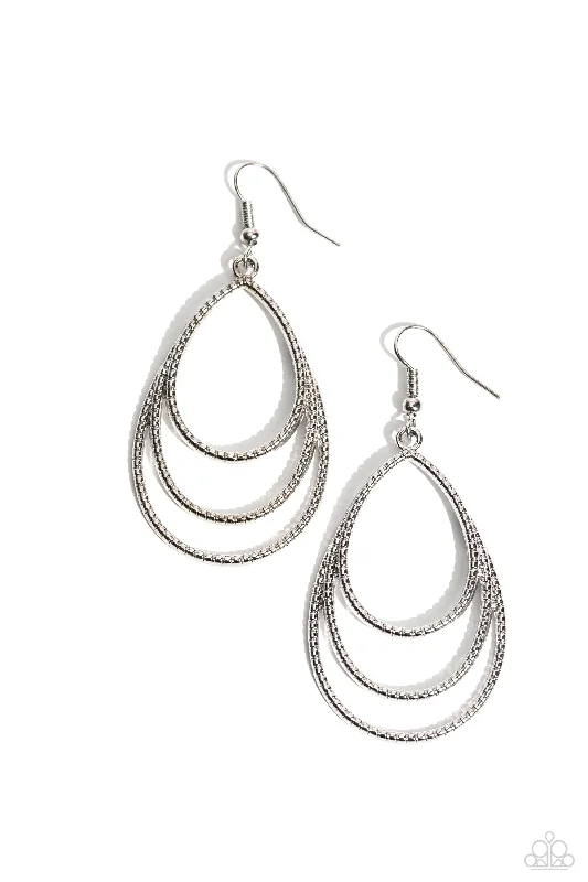 women’s art deco earrings -Trendy TIER-Drops - Silver