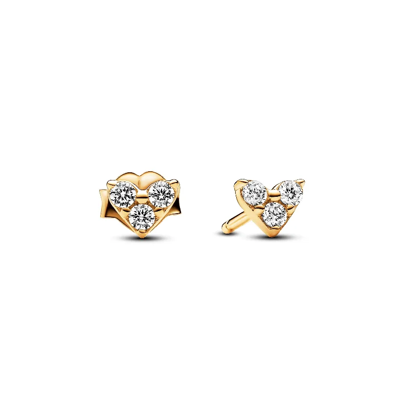 women’s unique earrings -Triple Stone Heart Stud Earrings