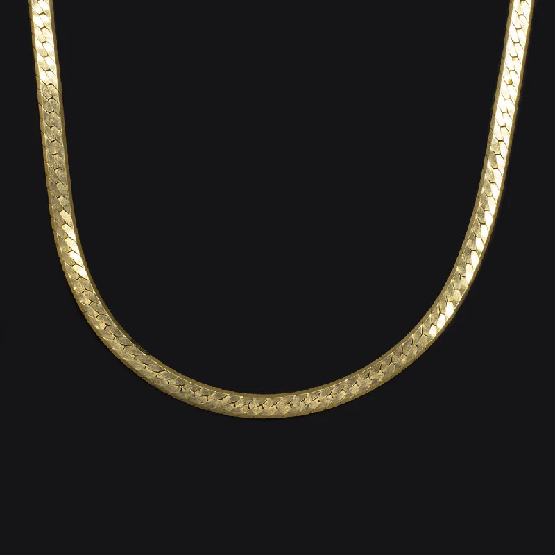 women’s antique rings -SOLID 14K YELLOW GOLD FLAT SNAKE CHAIN 16 INCH 3mm HERRINGBONE OMEGA NECKLACE