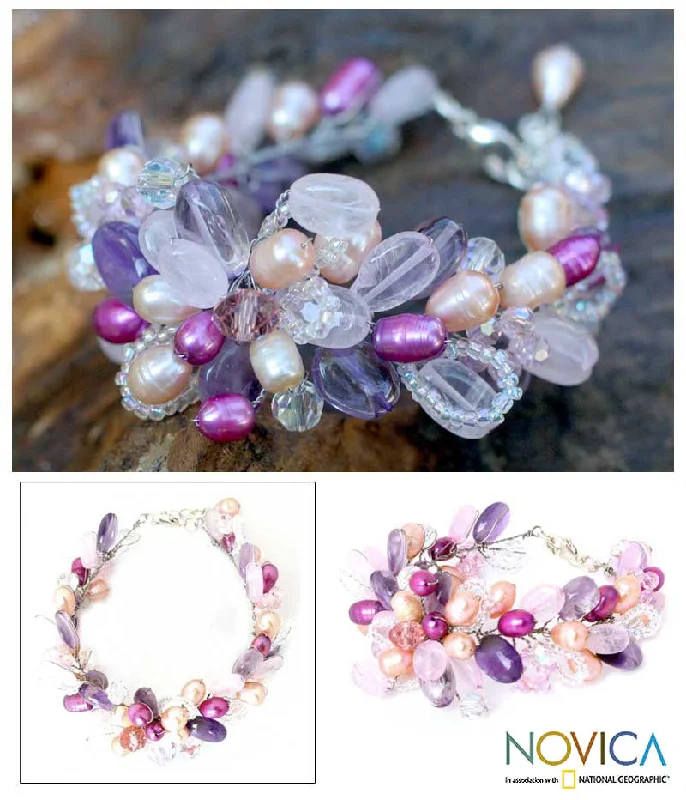 women’s braided bracelets -Lavender Romance Pearl Beaded Bracelet