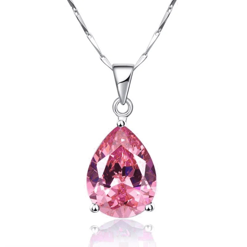 women’s silver pendant necklaces -Persian Pink Pear 13.9CT Pink Topaz IOBI Precious Gems Pendant