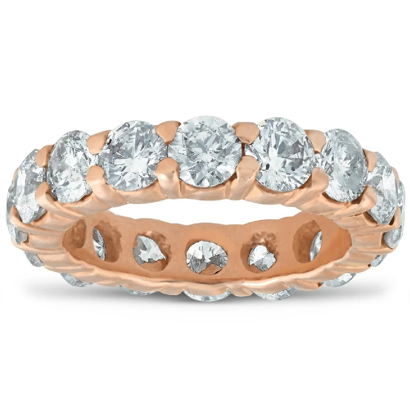 women’s gemstone engagement rings -5 ct Diamond Eternity Ring Rose Gold Womens Wedding Anniversary Band