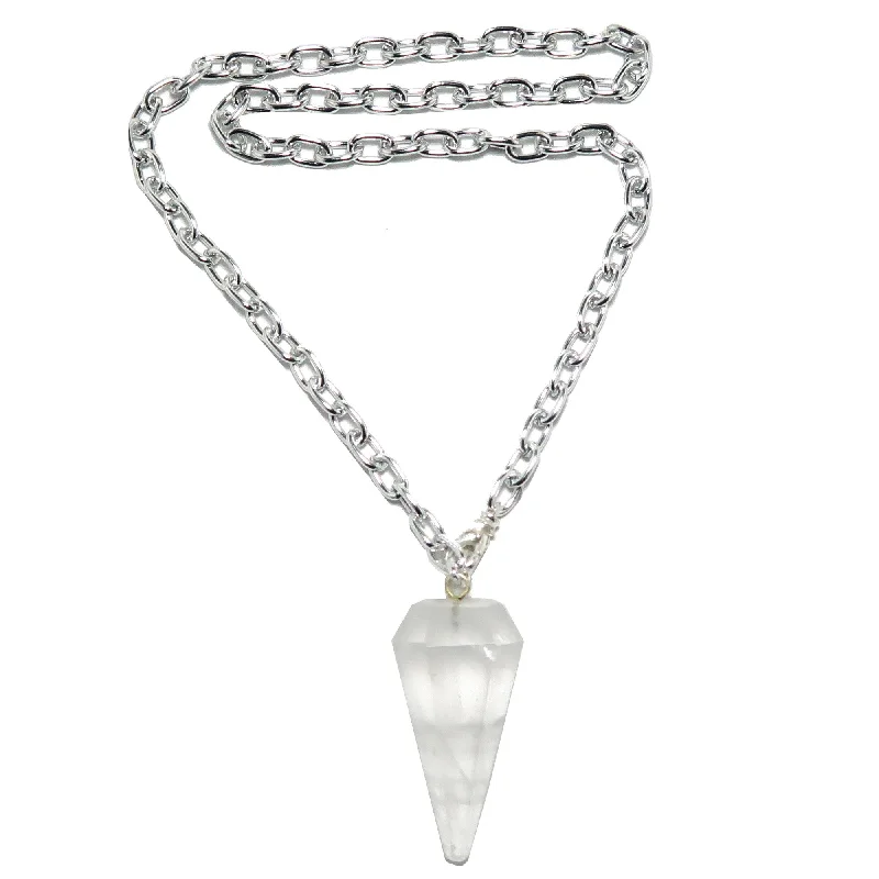 women’s simple chain necklaces -Clear Quartz Necklace Pendulum On the Go Healer