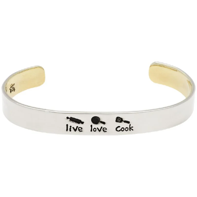 women’s cuff bangles -Live Love Cook Cuff Bracelet