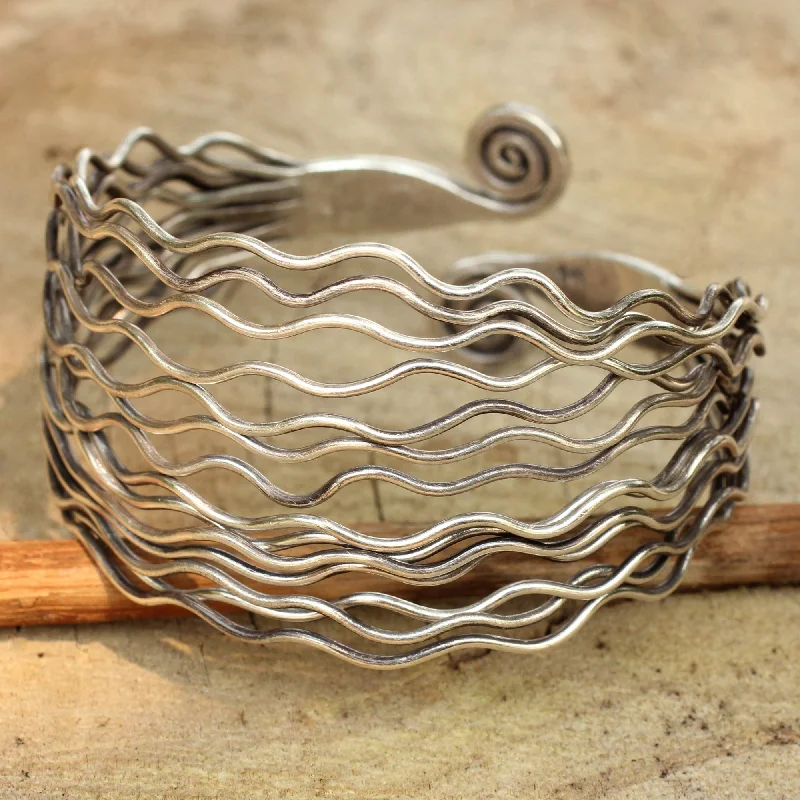 colorful bangles for women -Hypnotic Moon Sterling Silver Cuff Bracelet