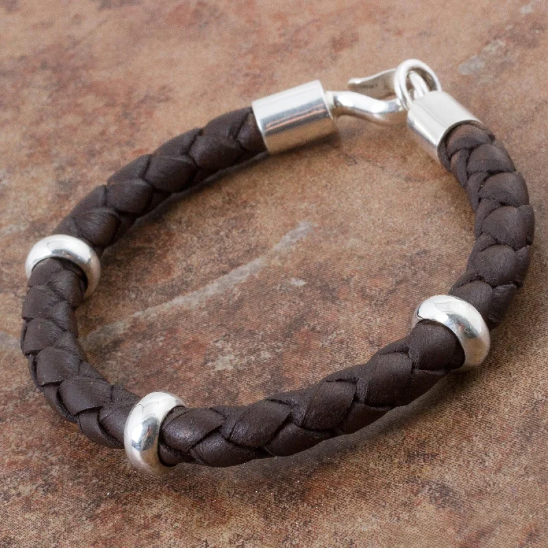 women’s engraved bangles -Bold Brown Men's Leather Bracelet