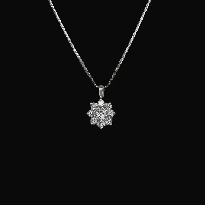 women’s rings with diamonds -DIAMOND CLUSTER PENDANT DAISY NECKLACE WHITE GOLD EVERYDAY JEWELRY GIFT 1/2ct