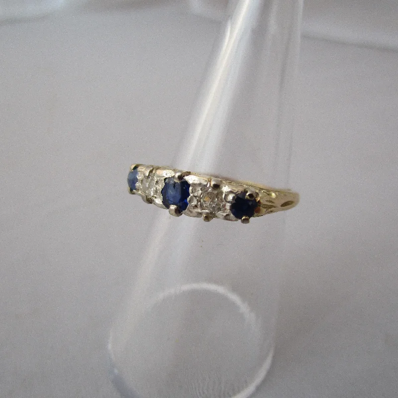 women’s unique engagement rings -18k Yellow Gold And Platinum Sapphire And Diamond Eternity Ring Antique Edwardian c1910