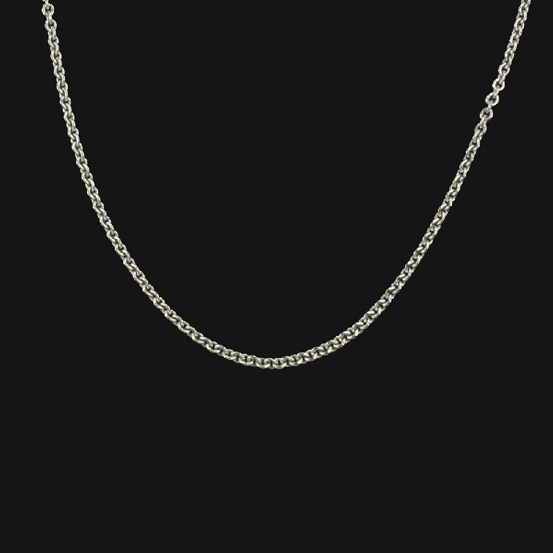 silver rings for women -14k WHITE GOLD ROLO CHAIN NECKLACE 16 INCH 1mm THIN DAINTY STRONG SOLID SIMPLE