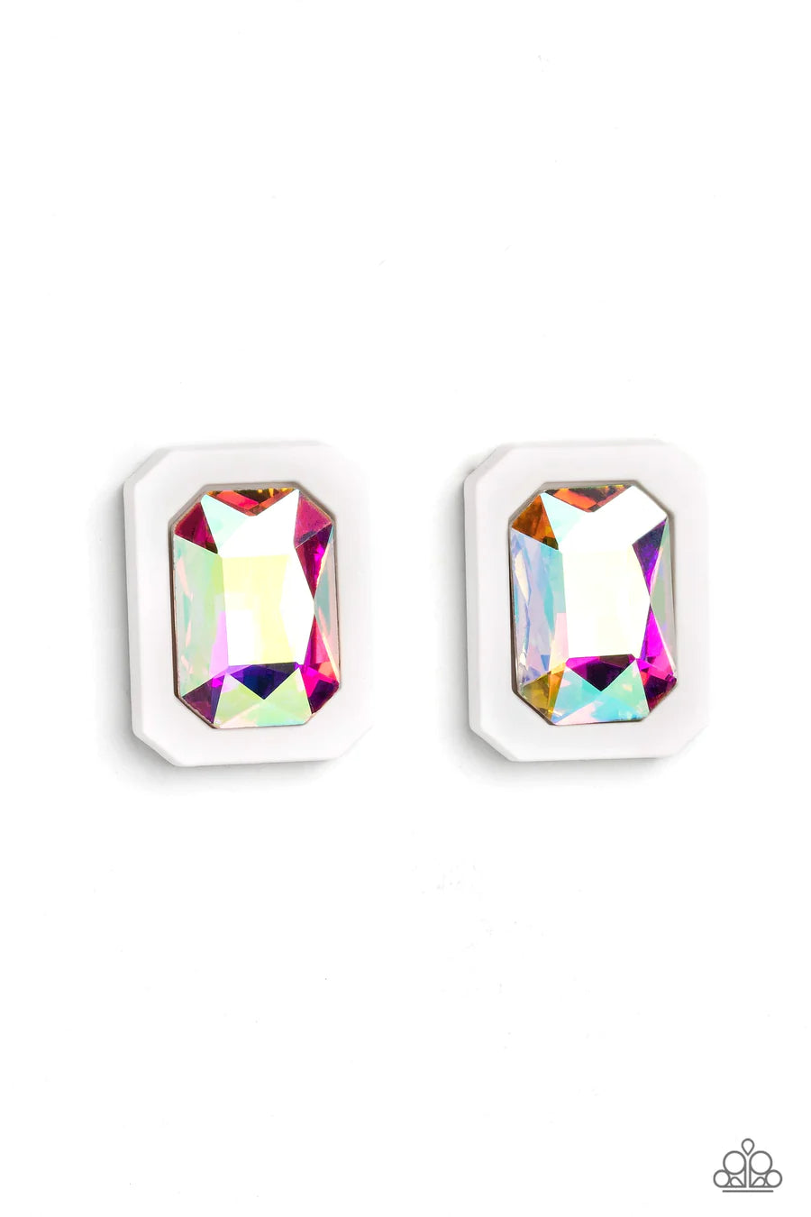 women’s modern earrings -Edgy Emeralds - Multi Iridescent