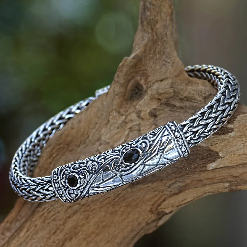 vintage-inspired bangles for women -Splendid Dragon Men's Sterling Silver Bracelet