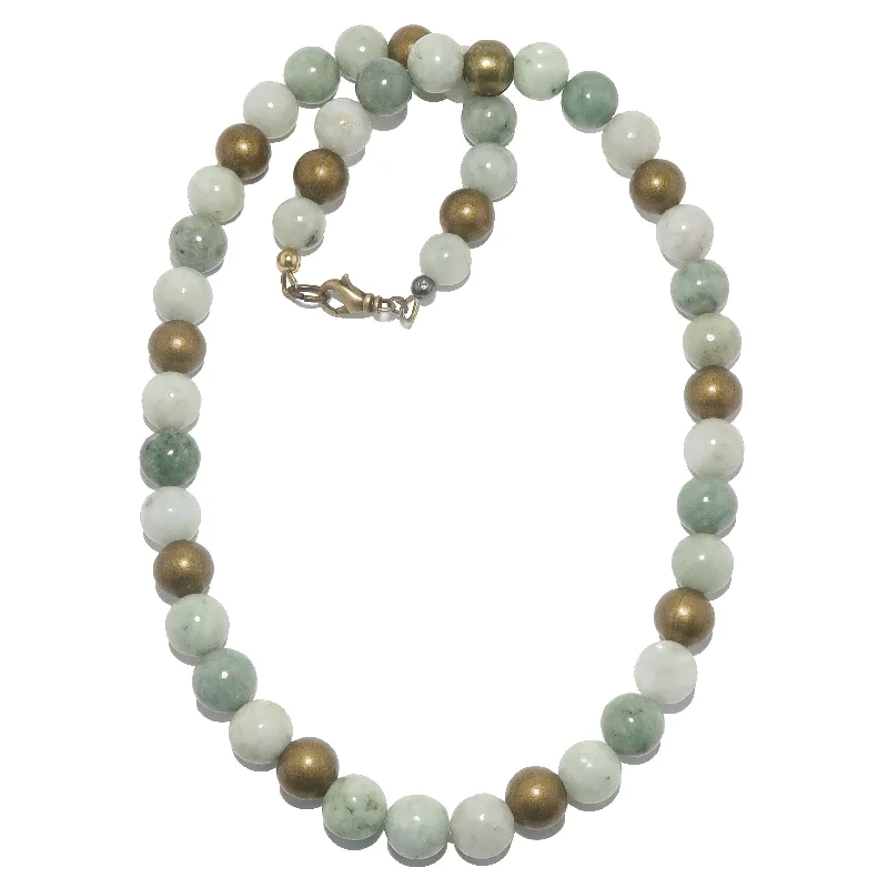 women’s layered necklaces -Jade Necklace Luxe Nephrite Crystals Brass