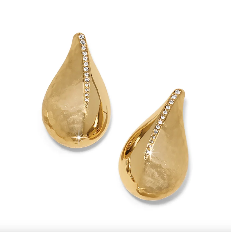 women’s gold drop earrings with crystals -Nile Large Post Earrings