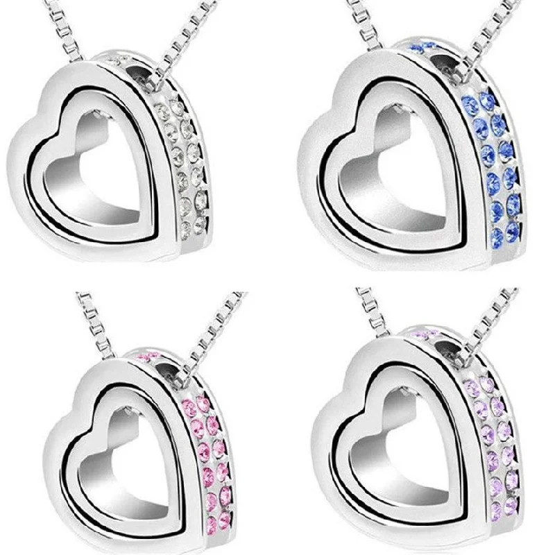 women’s luxury diamond necklaces -In Love Austrian Crystals Floating Heart Necklace