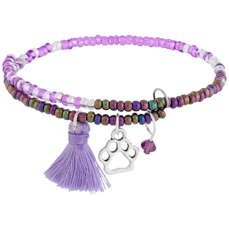 affordable bangles and bracelets for women -Fair Trade Beaded Paw Print Adjustable Bracelet!