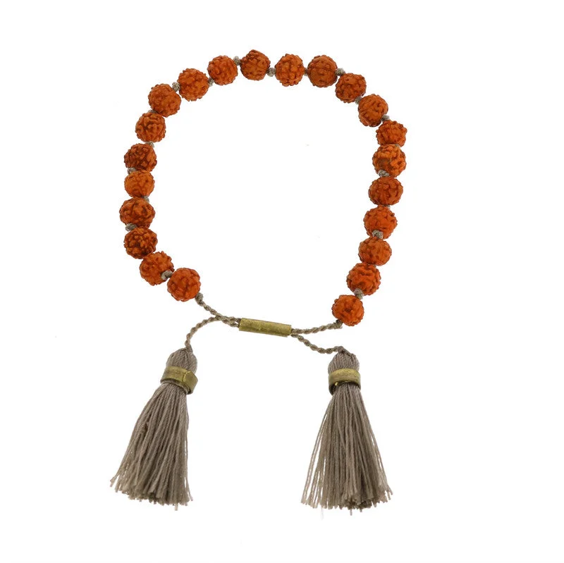 women’s chunky bracelets -Mala and Tassel Bracelet - Grey