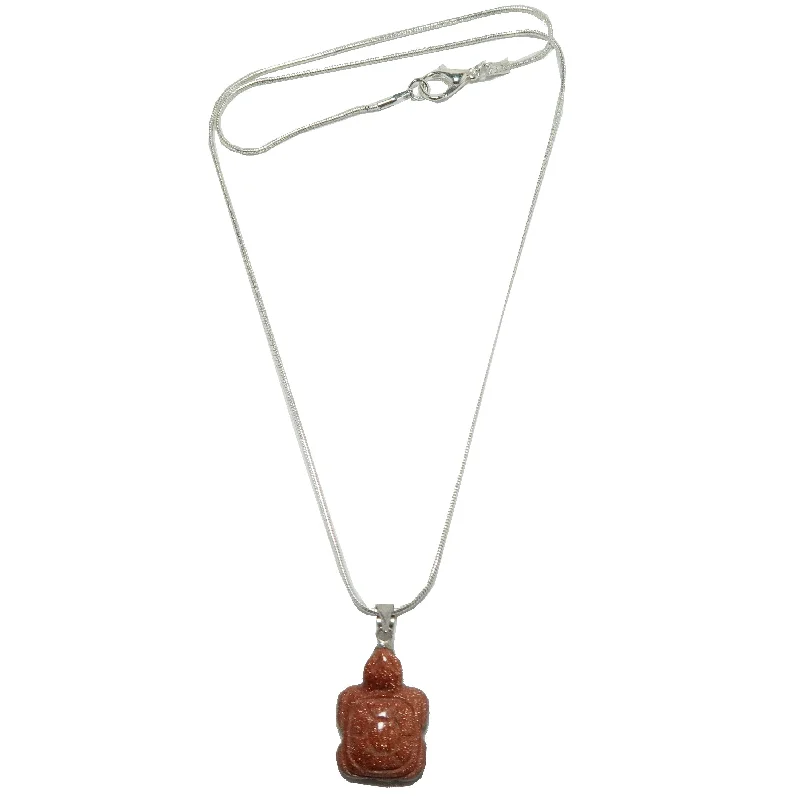 women’s rose gold chain necklaces -Goldstone Necklace Turtle Animal Spirit Stone Silver