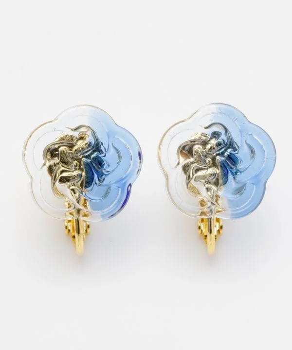 women’s flower earrings -Gradient Glass Clip Earrings