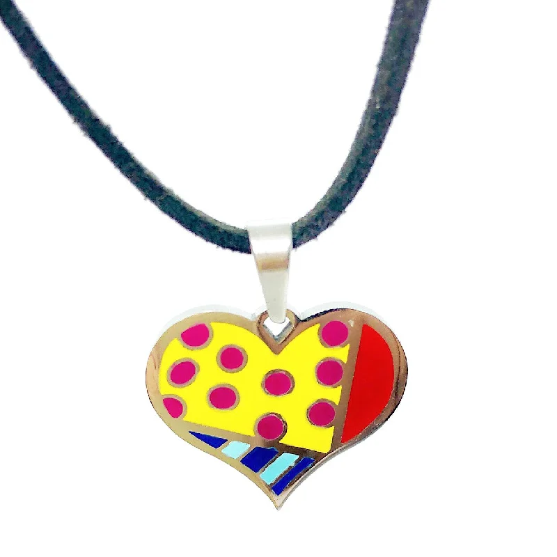 women’s vintage gemstone necklaces -Colorful Enamel Heart Stainless Steel Pendant