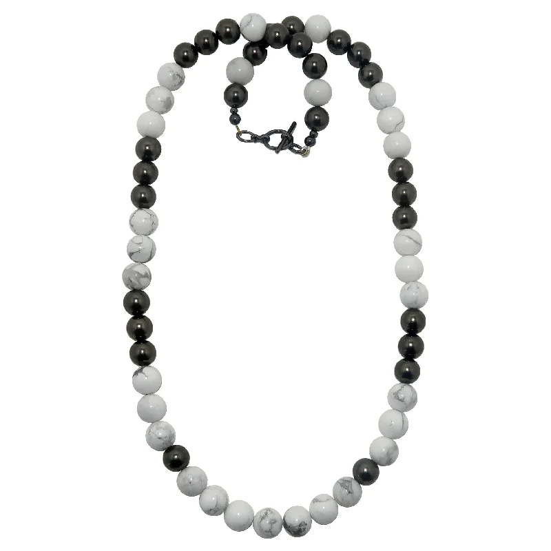 women’s boho-style necklaces -Howlite Necklace Prospective Stones Beaded Gunmetal