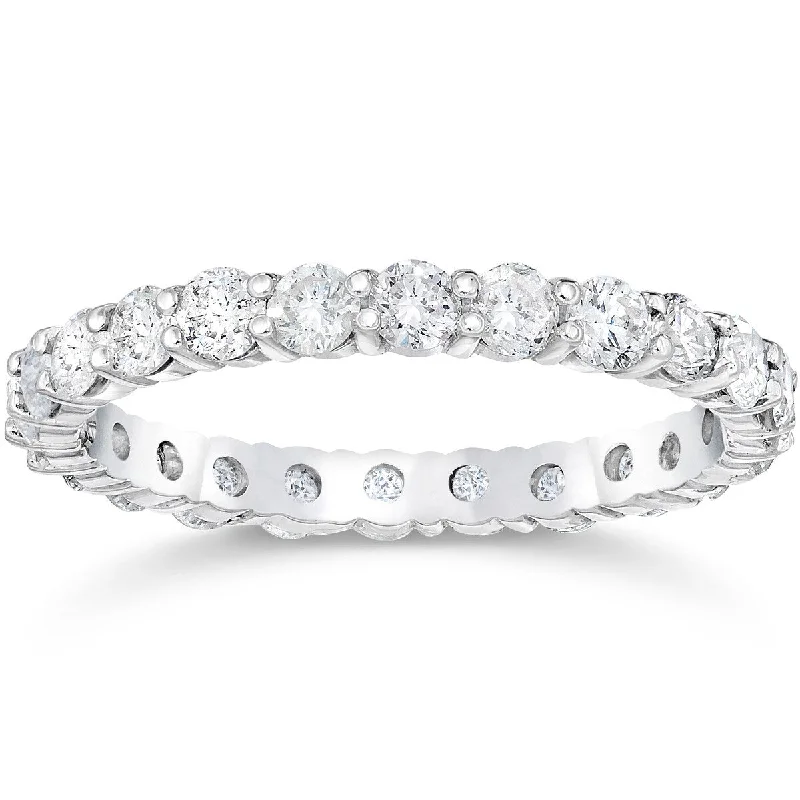 women’s classic solitaire engagement rings -1 1/2 Ct Diamond Eternity Ring Womens Stackable White Gold Band Lab Created