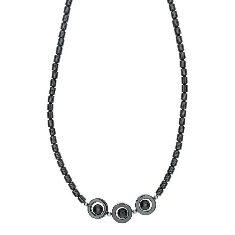 women’s infinity pendant necklaces -BEADED GEMSTONE HEMATITE W/ PLANET NECKLACE