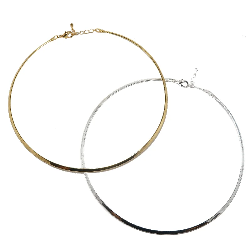 women’s classic necklaces -Brass Choker Necklace Set Stylish Gold Silver Pair