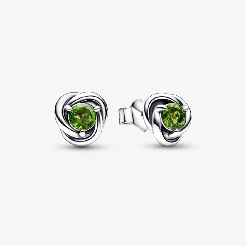 women’s stylish earrings -Eternity Circle Stud Earrings | August Peridot